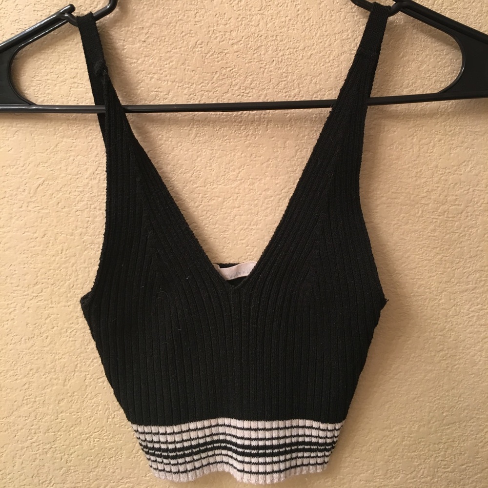 Black/Tan Crop Top